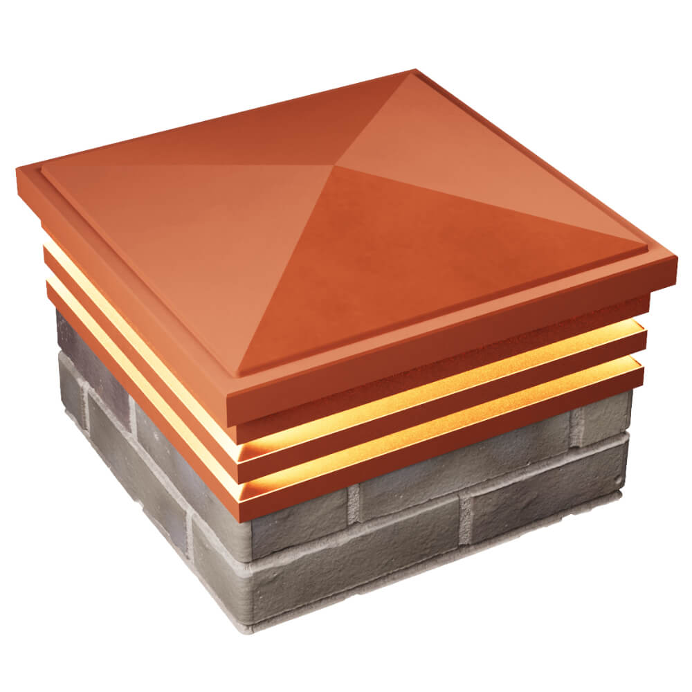 Колпак Zking Бона ХайТек Красный на столб 1.5х1.5 кирпича (385х385мм) с подсветкой в Геленджике фото