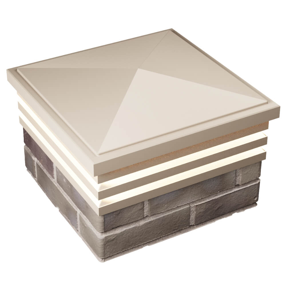 Колпак Zking Бона ХайТек Бежевый на столб 1.5х1.5 кирпича (385х385мм) с подсветкой в Геленджике фото