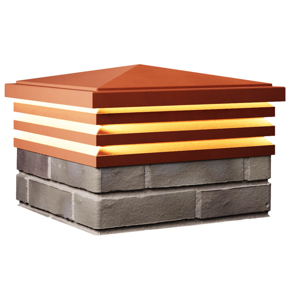 Колпак Zking Бона ХайТек Красный на столб 1.5х1.5 кирпича (385х385мм) с подсветкой в Геленджике фото