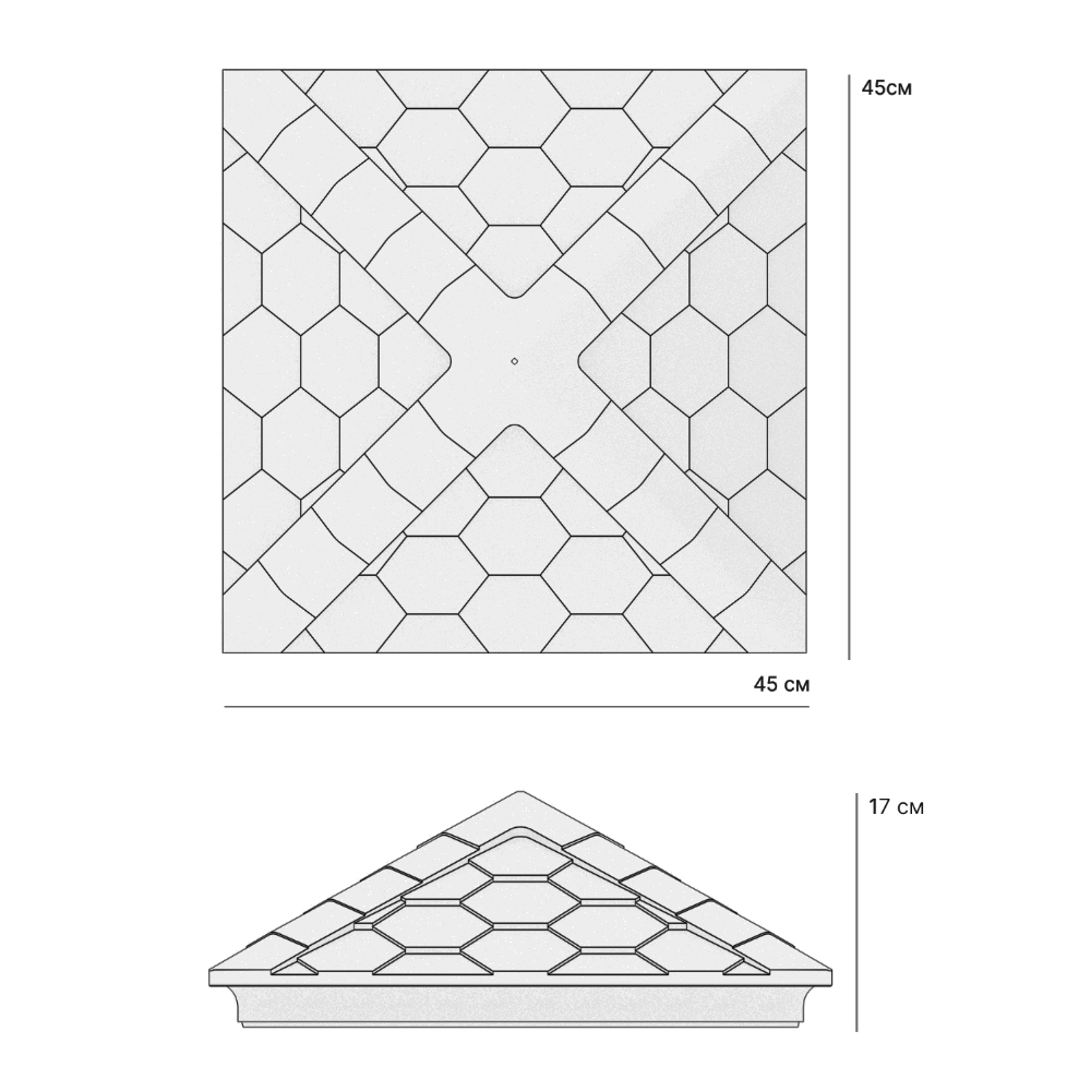 Колпак Zking Эверест Черный на столб 1.5х1.5 кирпича (390х390мм) в Геленджике фото
