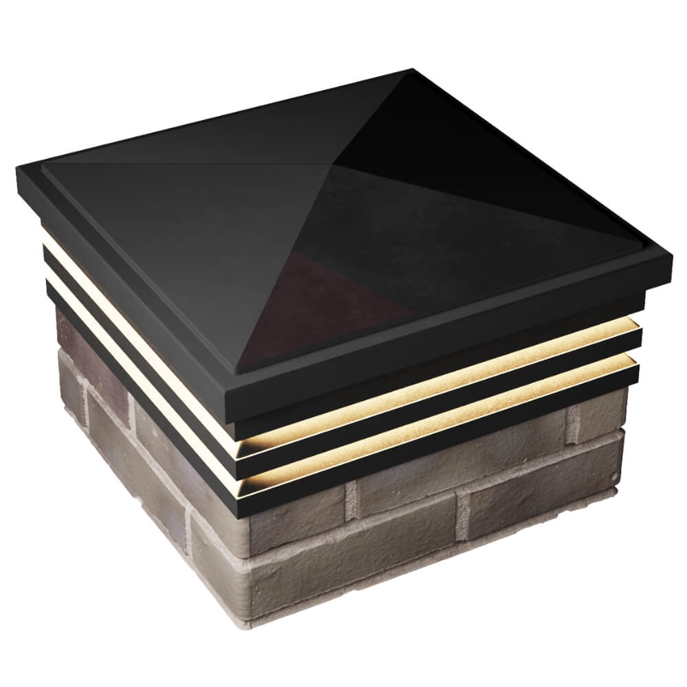 Колпак Zking Бона ХайТек Черный на столб 1.5х1.5 кирпича (385х385мм) с подсветкой в Геленджике фото