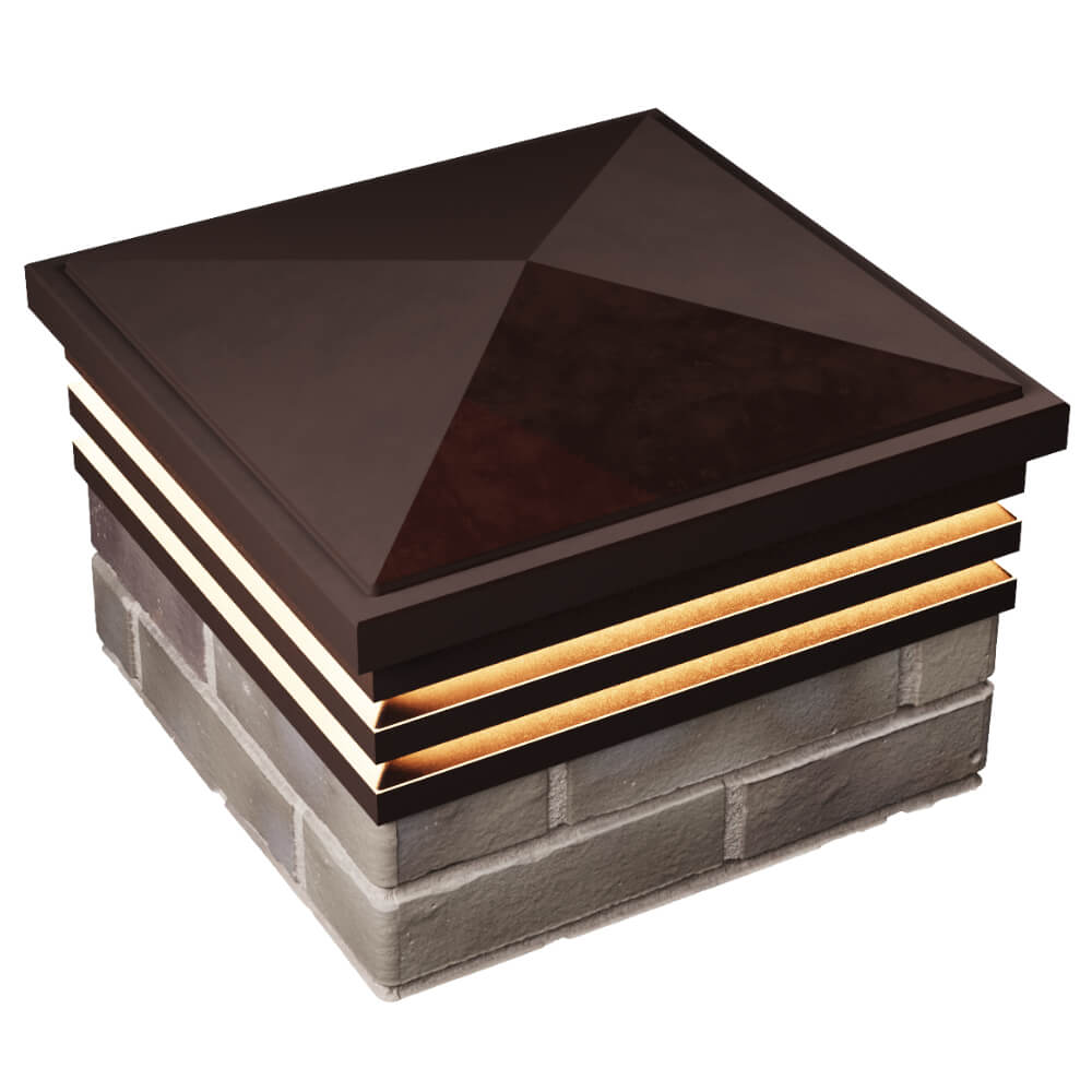 Колпак Zking Бона ХайТек Коричневый на столб 1.5х1.5 кирпича (385х385мм) с подсветкой в Геленджике фото