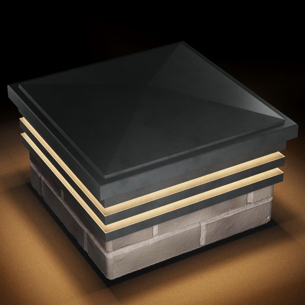 Колпак Zking Бона ХайТек Серый на столб 1.5х1.5 кирпича (385х385мм) с подсветкой в Геленджике фото