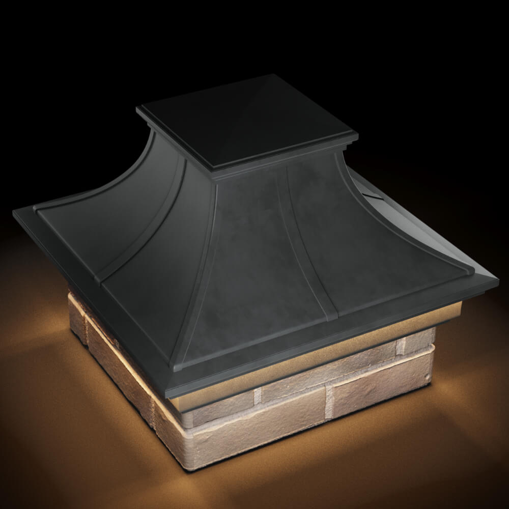 Колпак Zking Монблан Премиум Серый на столб 1.5х1.5 кирпича (385х385мм) с подсветкой в Геленджике фото