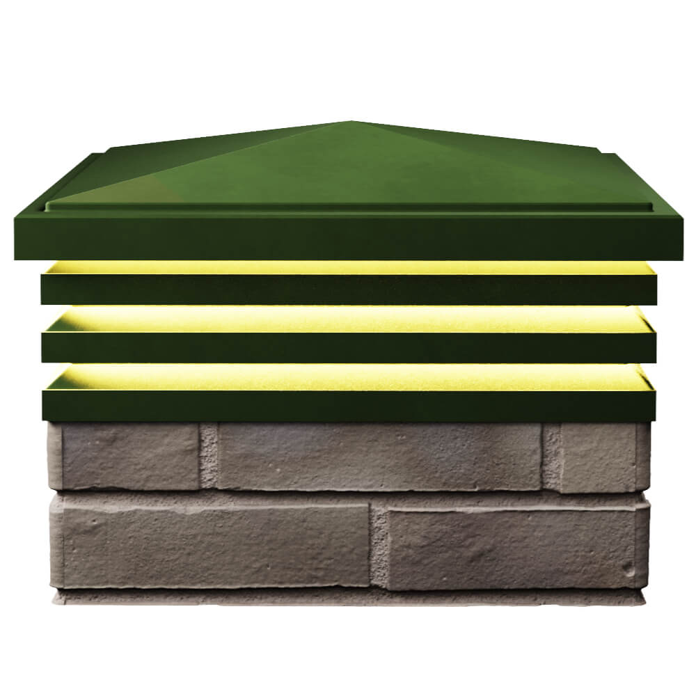 Колпак Zking Бона ХайТек Зеленый на столб 1.5х1.5 кирпича (385х385мм) с подсветкой в Геленджике фото