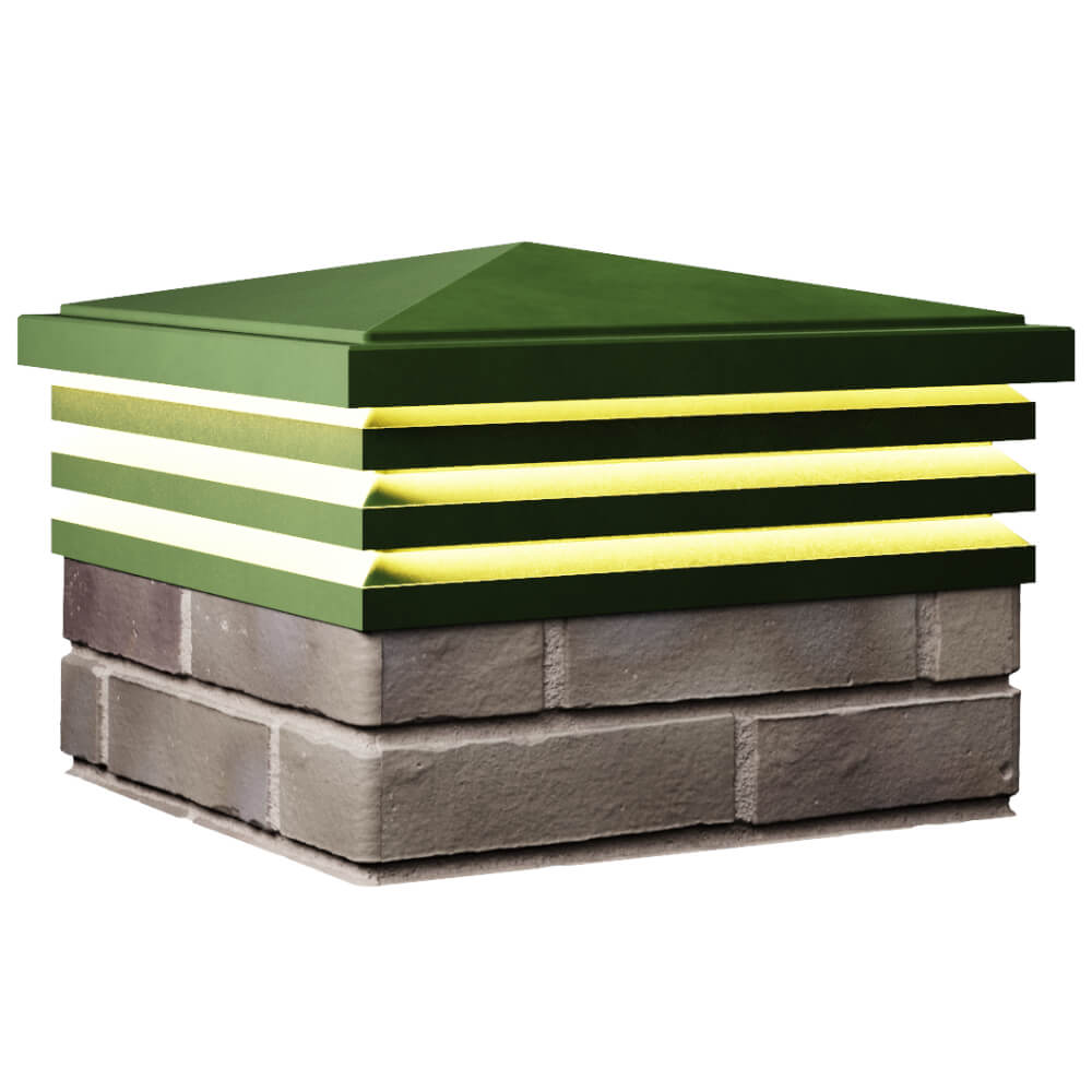 Колпак Zking Бона ХайТек Зеленый на столб 1.5х1.5 кирпича (385х385мм) с подсветкой в Геленджике фото