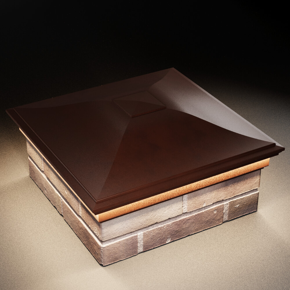 Колпак Zking Монблан Коричневый на столб 2х2 кирпича (515х515мм) c подсветкой в Геленджике фото