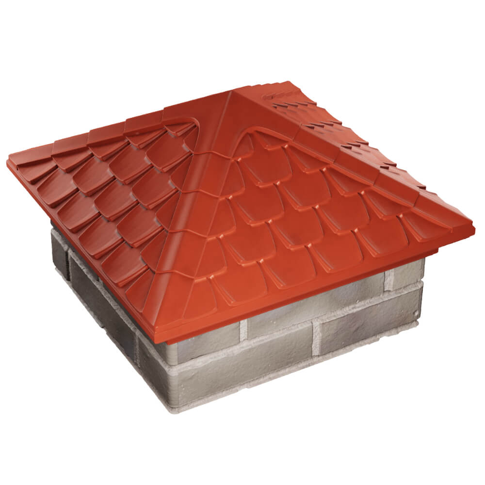 Колпак Zking Эльбрус Красный на столб 1.5х1.5 кирпича (385х385мм) в Геленджике фото