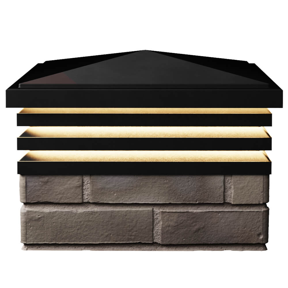 Колпак Zking Бона ХайТек Черный на столб 1.5х1.5 кирпича (385х385мм) с подсветкой в Геленджике фото