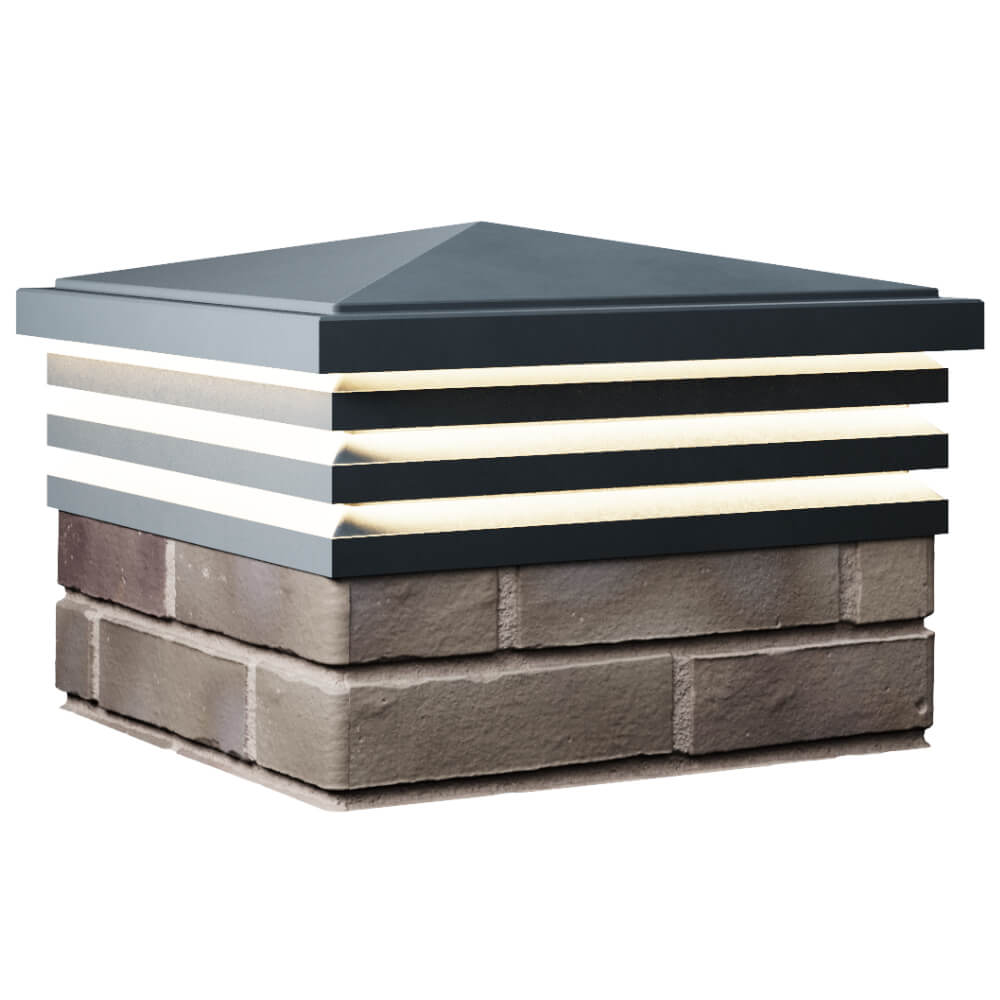 Колпак Zking Бона ХайТек Серый на столб 1.5х1.5 кирпича (385х385мм) с подсветкой в Геленджике фото