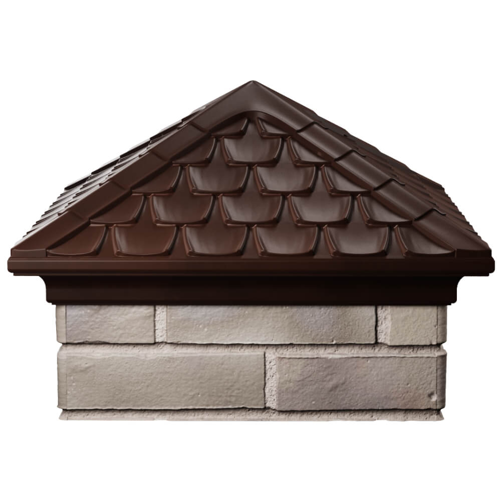 Колпак Zking Эльбрус Коричневый на столб 1.5х1.5 кирпича (385х385мм) Геленджик фото