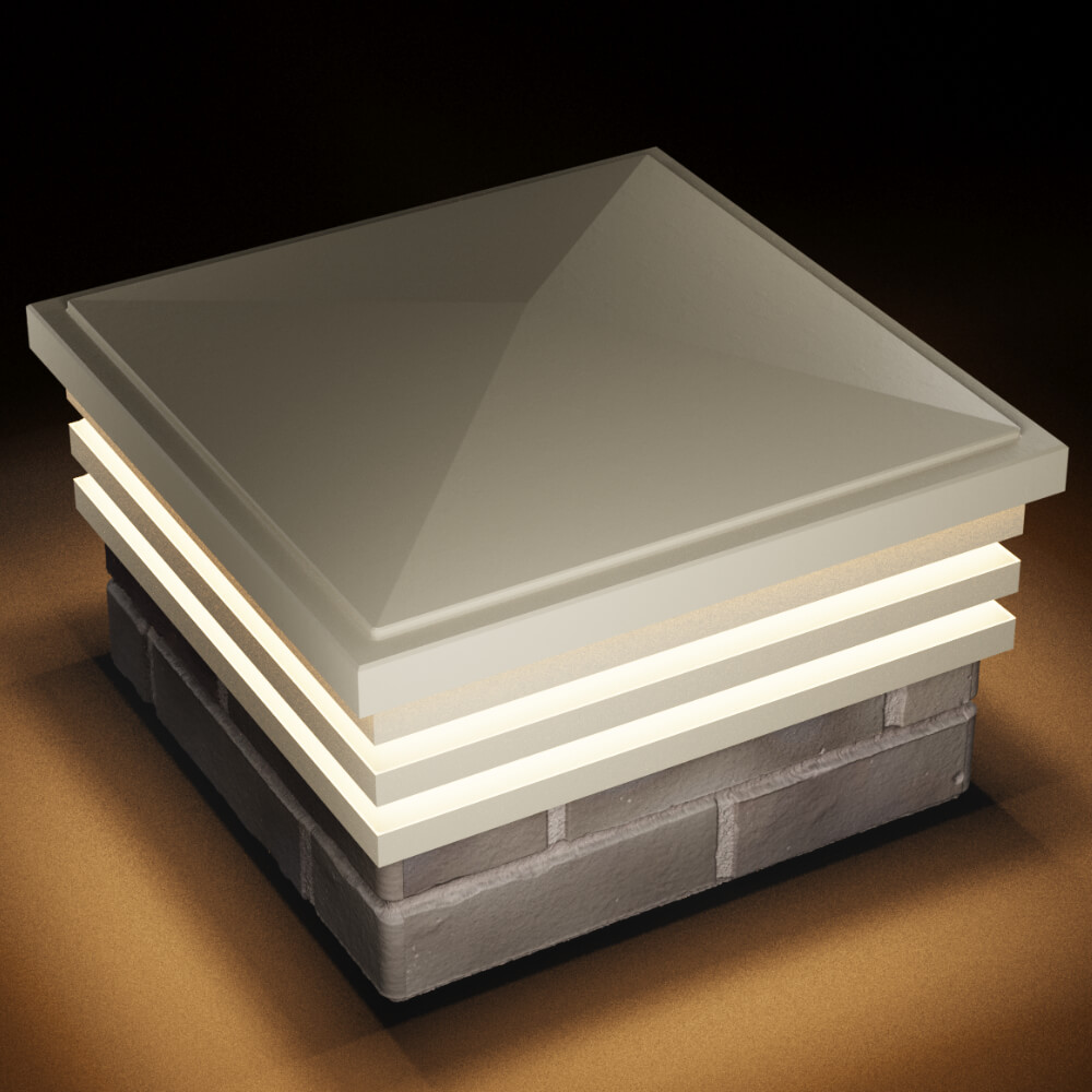 Колпак Zking Бона ХайТек Бежевый на столб 1.5х1.5 кирпича (385х385мм) с подсветкой в Геленджике фото