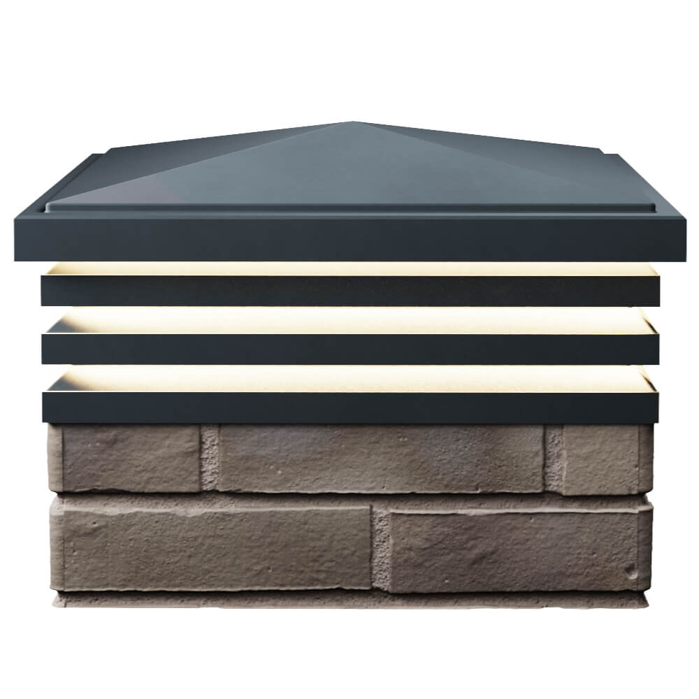 Колпак Zking Бона ХайТек Серый на столб 1.5х1.5 кирпича (385х385мм) с подсветкой в Геленджике фото