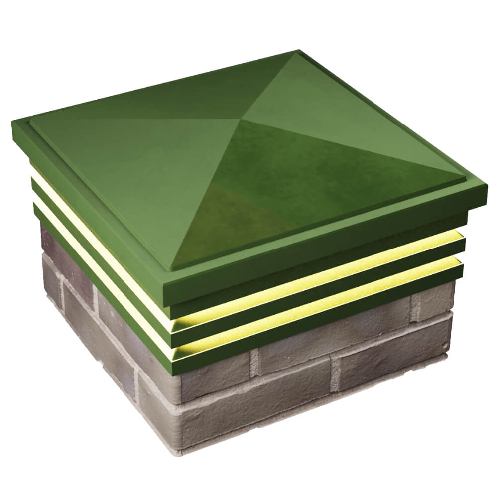 Колпак Zking Бона ХайТек Зеленый на столб 1.5х1.5 кирпича (385х385мм) с подсветкой в Геленджике фото