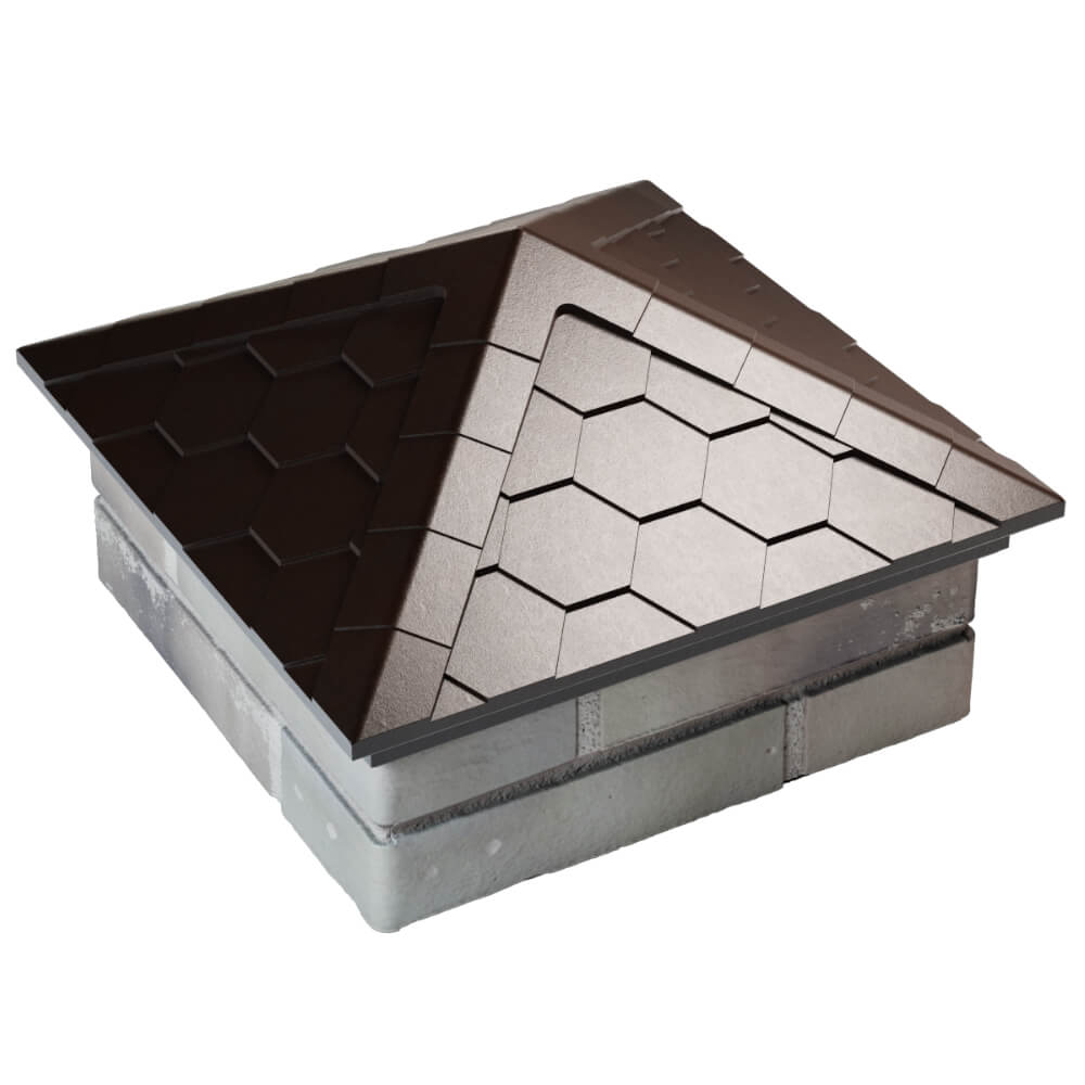 Колпак Zking Эверест Коричневый на столб 1.5х1.5 кирпича (390х390мм) в Геленджике фото