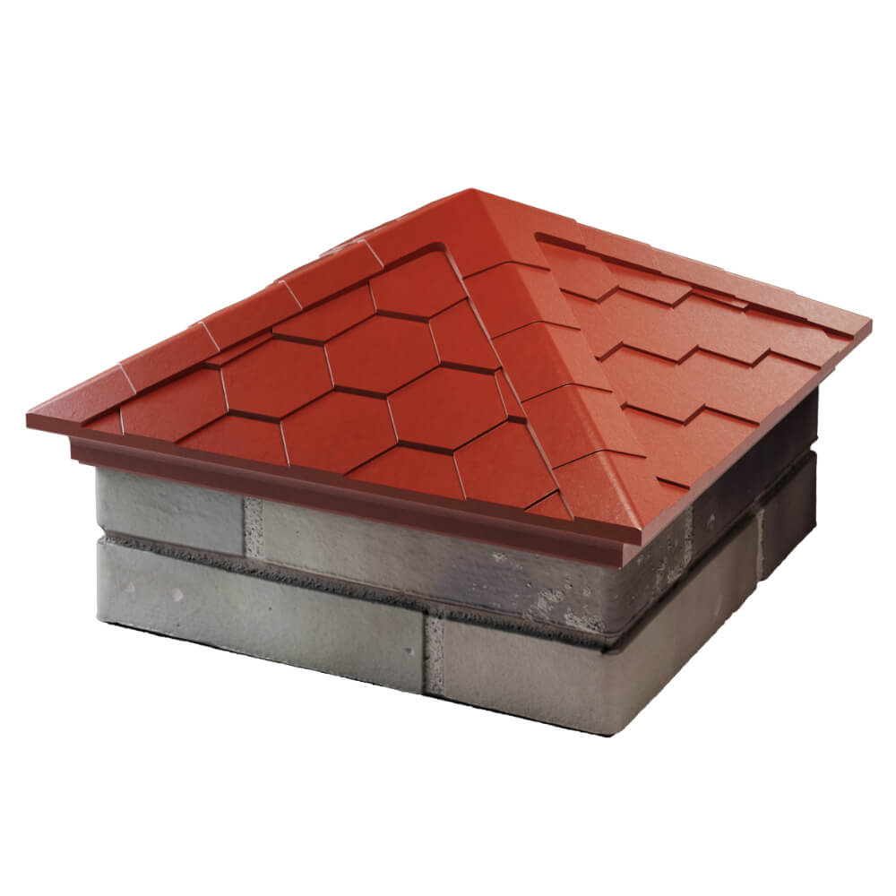 Колпак Zking Эверест Красный на столб 1.5х1.5 кирпича (390х390мм) в Геленджике фото