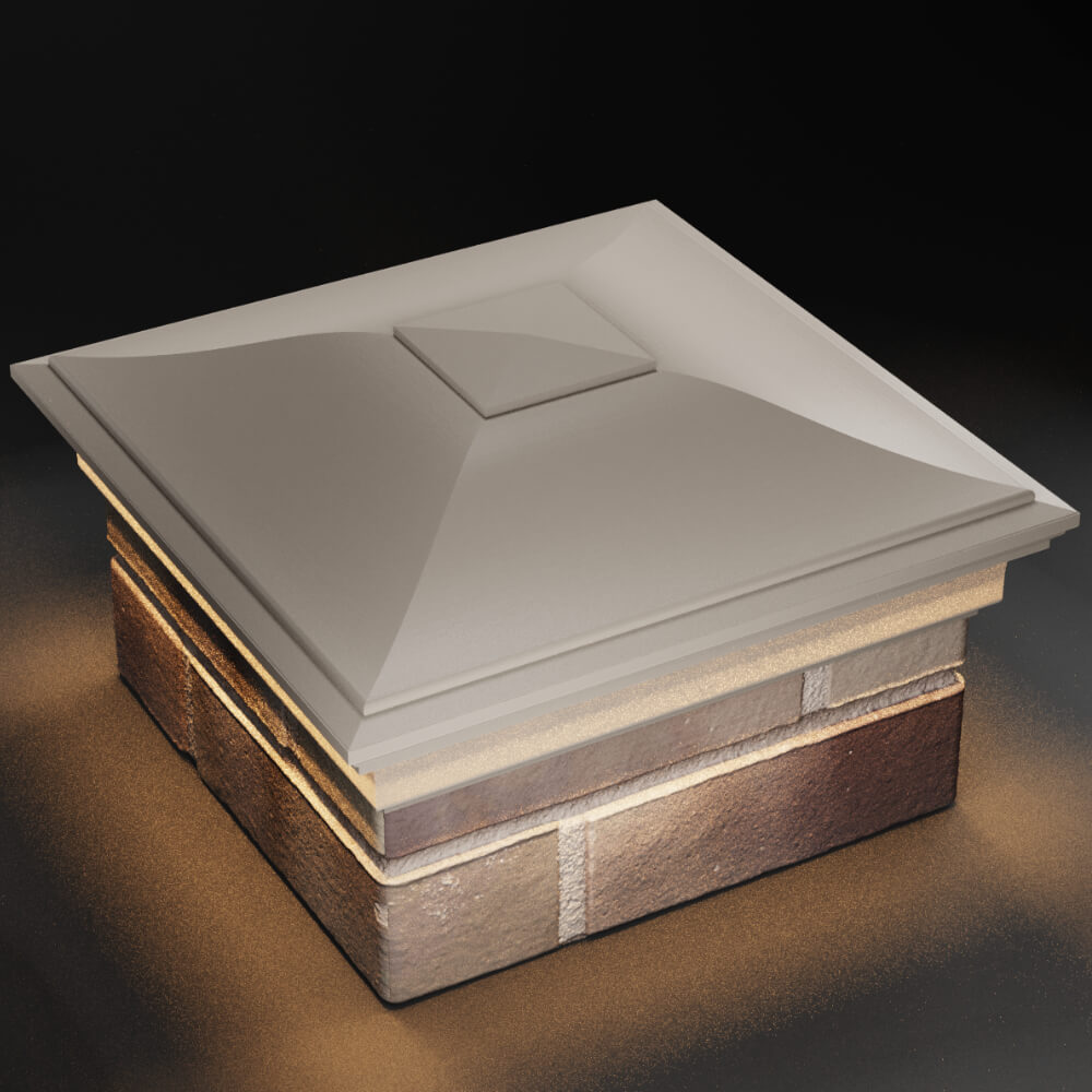 Колпак Zking Монблан Бежевый на столб 1.5х1.5 кирпича (385х385мм) с подсветкой в Геленджике фото