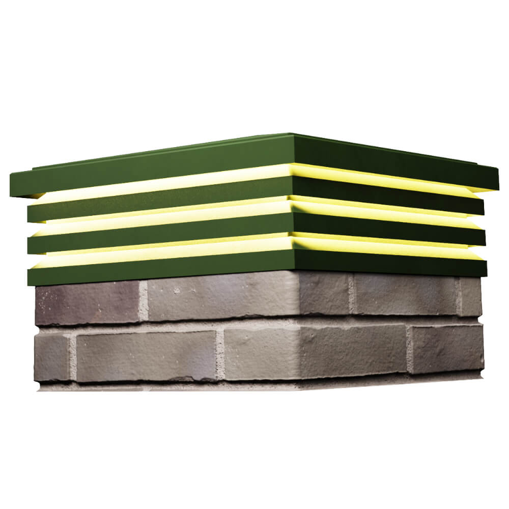 Колпак Zking Бона ХайТек Зеленый на столб 1.5х1.5 кирпича (385х385мм) с подсветкой в Геленджике фото