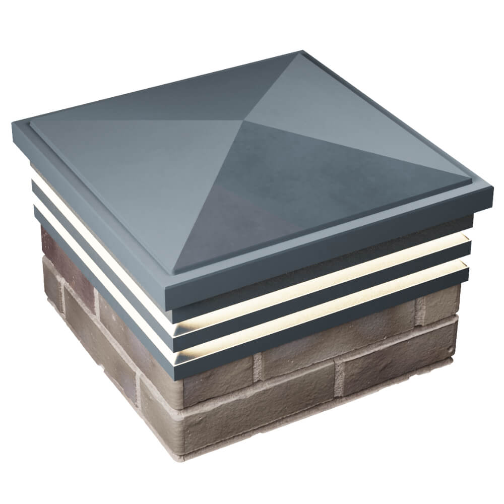 Колпак Zking Бона ХайТек Серый на столб 1.5х1.5 кирпича (385х385мм) с подсветкой в Геленджике фото