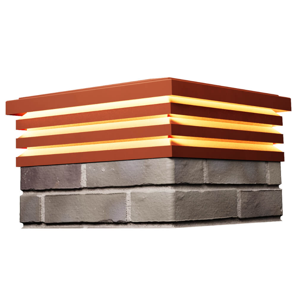 Колпак Zking Бона ХайТек Красный на столб 1.5х1.5 кирпича (385х385мм) с подсветкой в Геленджике фото