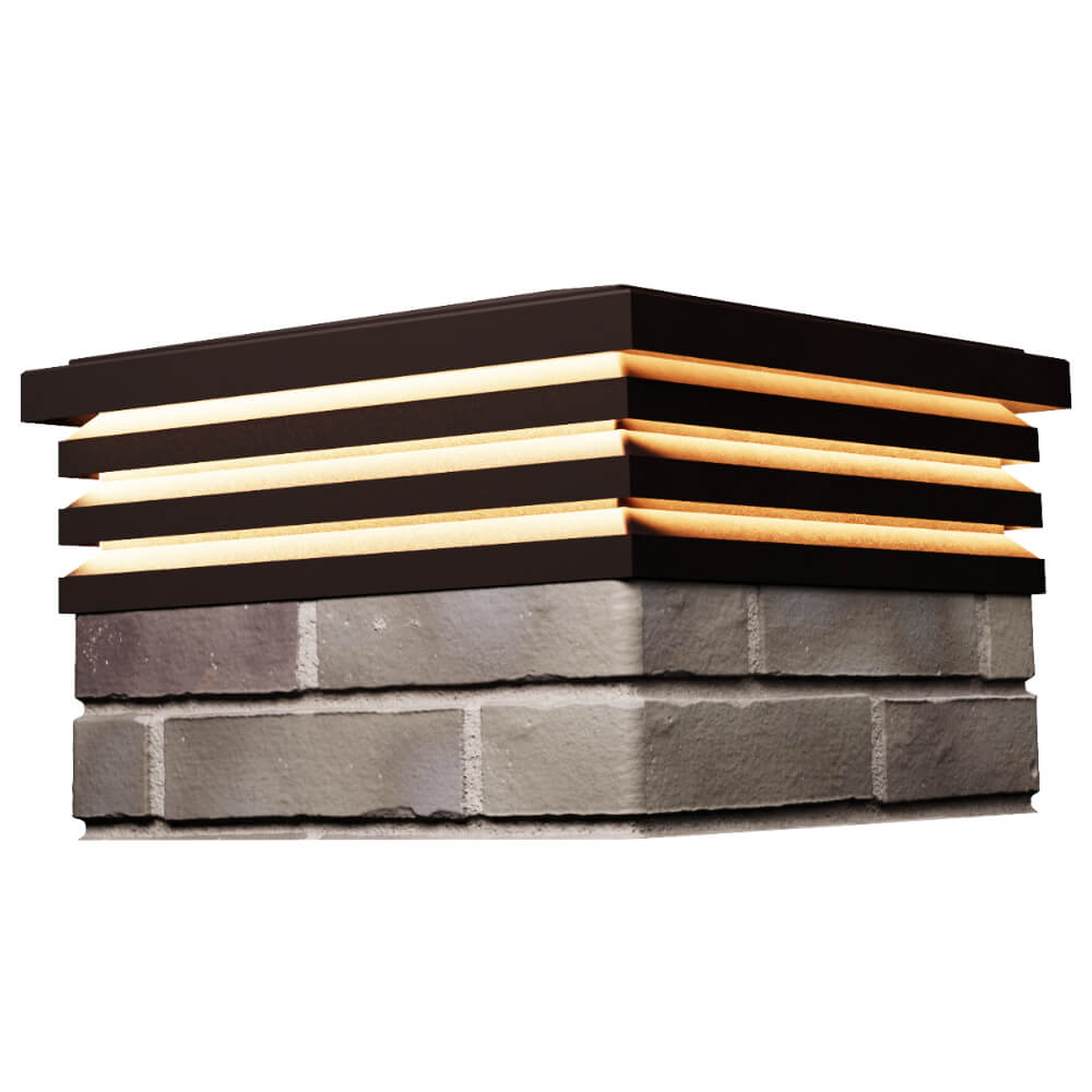 Колпак Zking Бона ХайТек Коричневый на столб 1.5х1.5 кирпича (385х385мм) с подсветкой в Геленджике фото