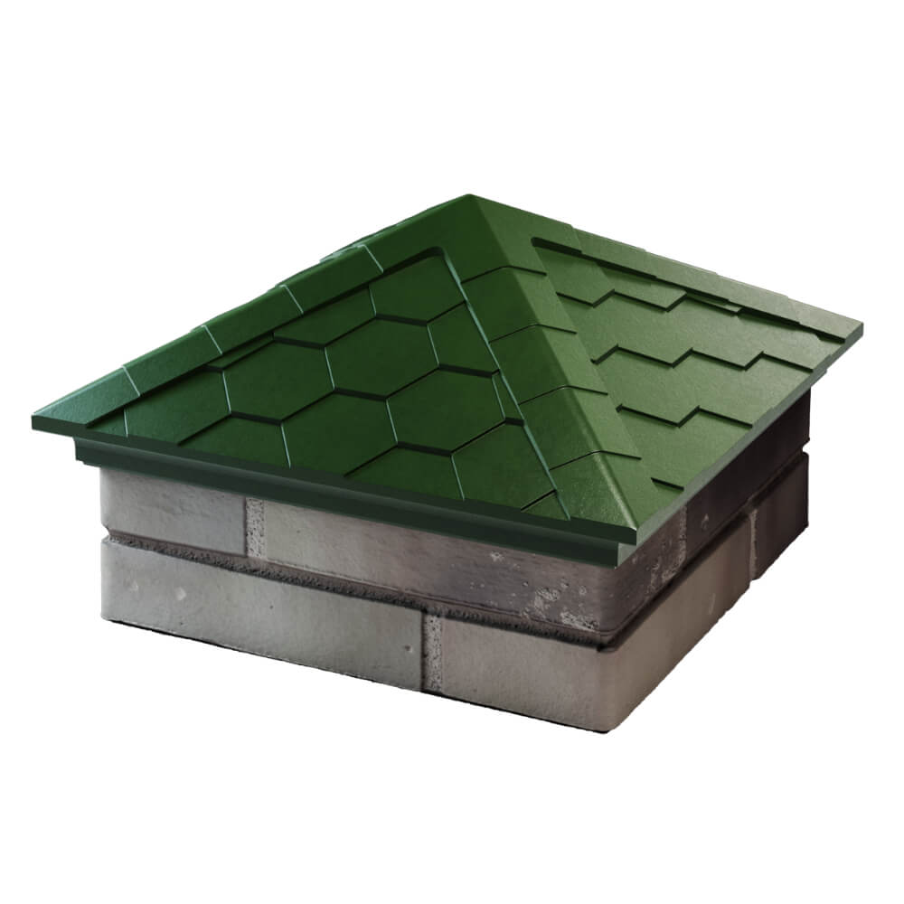 Колпак Zking Эверест Зеленый на столб 1.5х1.5 кирпича (390х390мм) в Геленджике фото