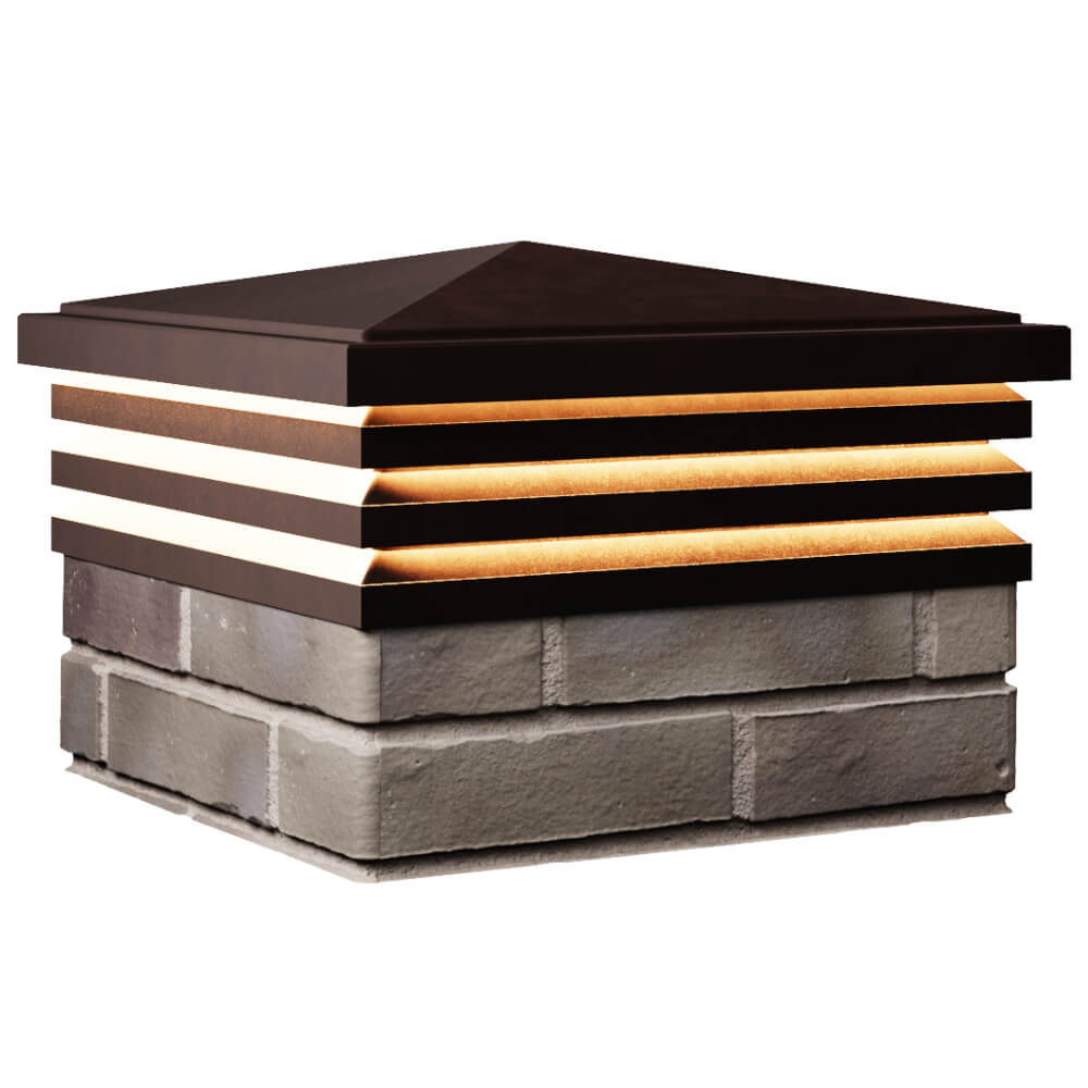 Колпак Zking Бона ХайТек Коричневый на столб 1.5х1.5 кирпича (385х385мм) с подсветкой в Геленджике фото