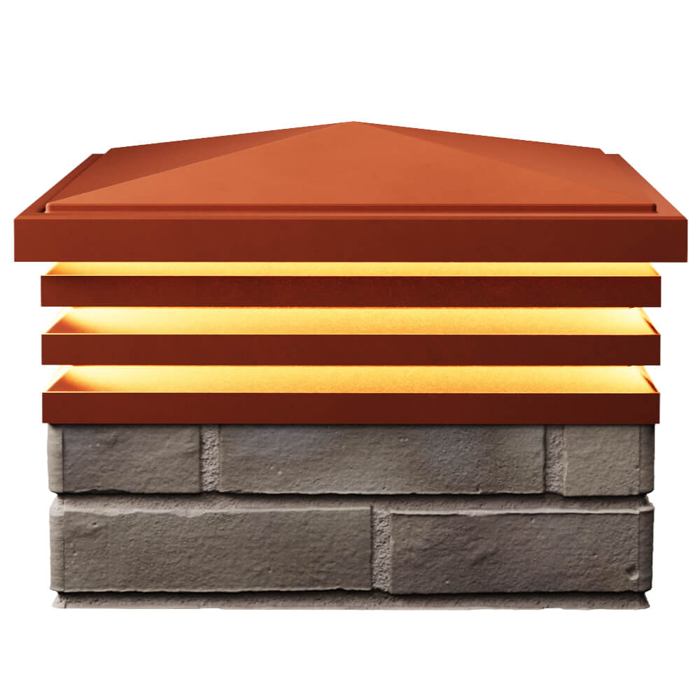 Колпак Zking Бона ХайТек Красный на столб 1.5х1.5 кирпича (385х385мм) с подсветкой в Геленджике фото