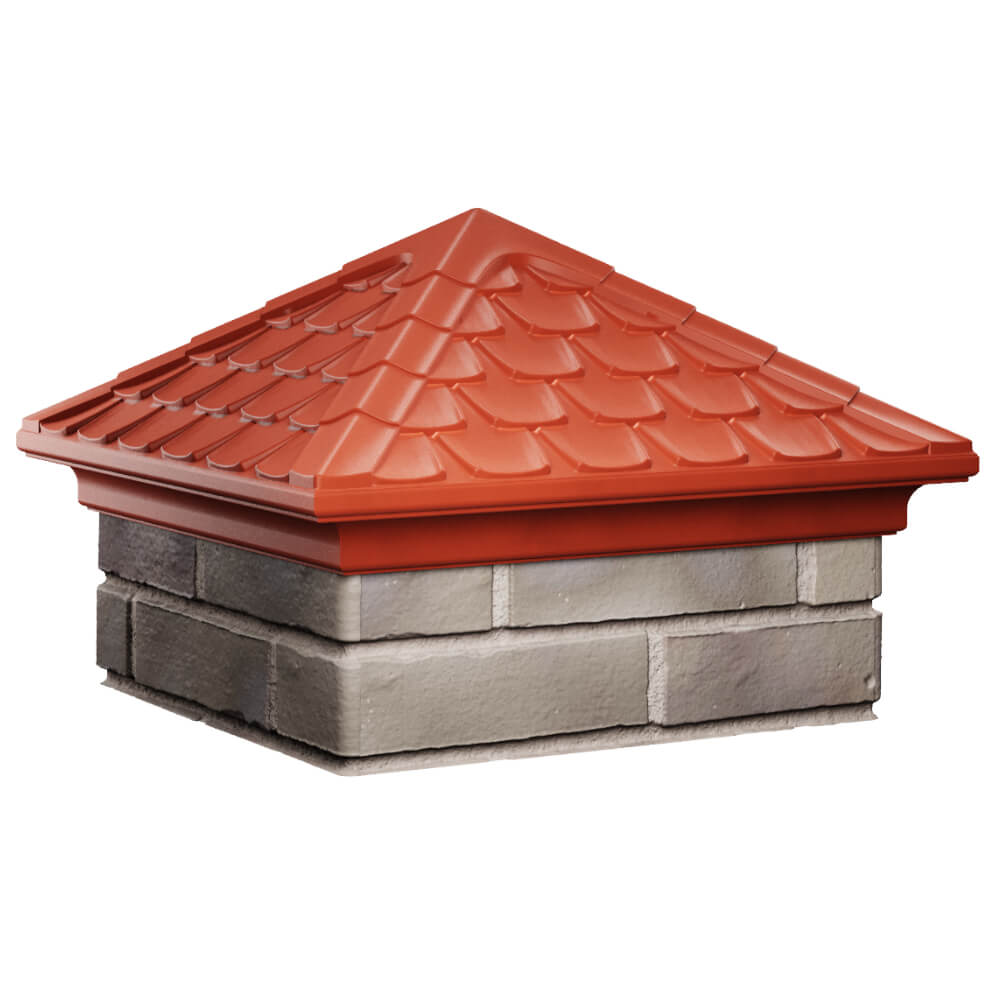 Колпак Zking Эльбрус Красный на столб 1.5х1.5 кирпича (385х385мм) в Геленджике фото