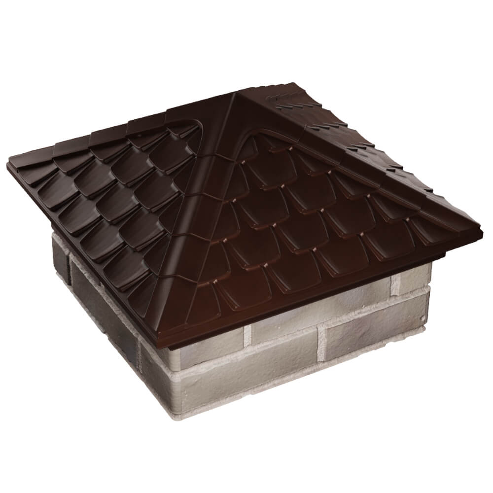 Колпак Zking Эльбрус Коричневый на столб 1.5х1.5 кирпича (385х385мм) в Геленджике фото