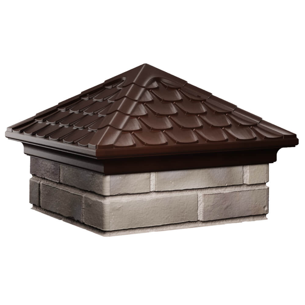 Колпак Zking Эльбрус Коричневый на столб 1.5х1.5 кирпича (385х385мм) в Геленджике фото