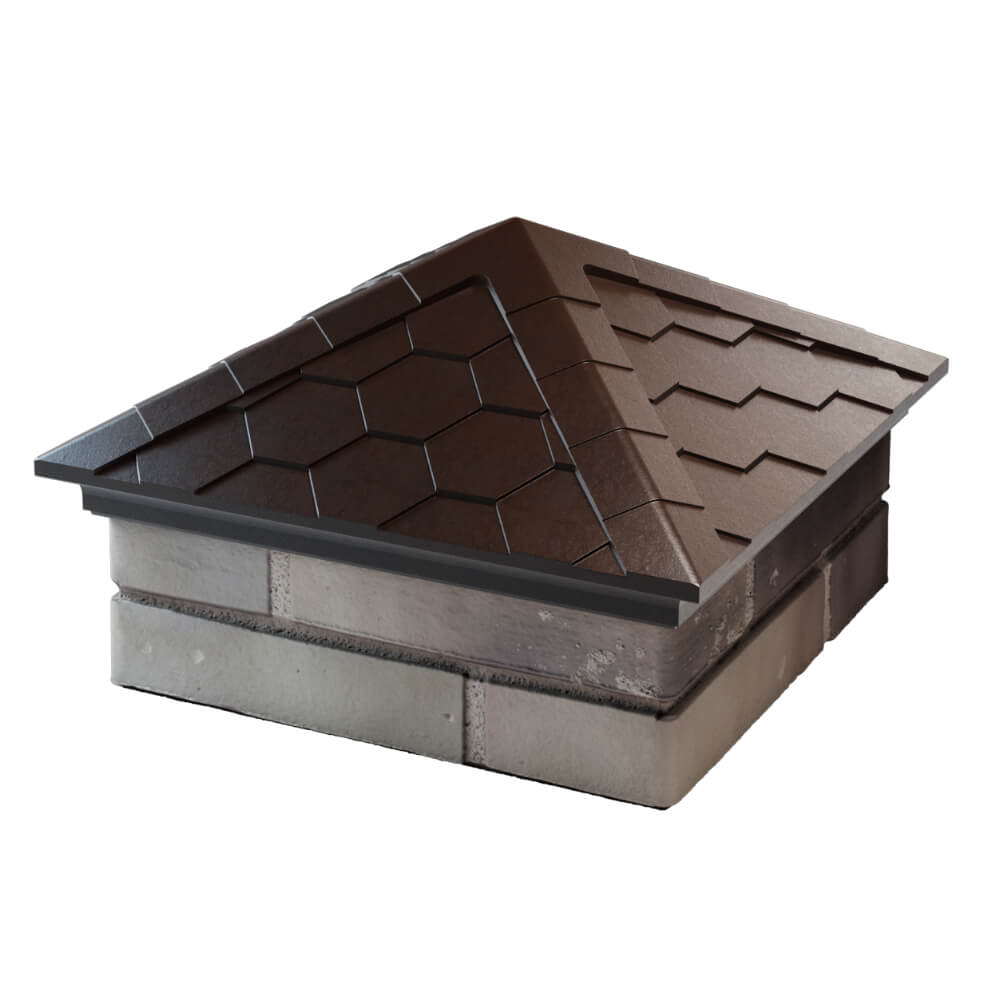 Колпак Zking Эверест Коричневый на столб 1.5х1.5 кирпича (390х390мм) в Геленджике фото